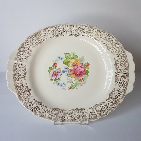 LIMOGES AMERICAN LAMARR KS542 Serving Platter 22K Gold Filigree Floral Center - Picture 2 of 8